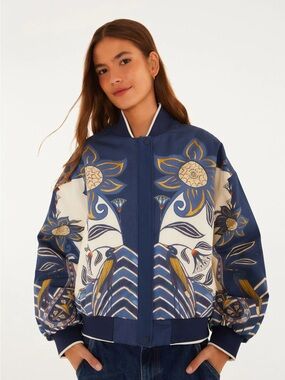 ✨Farm Rio 🇧🇷 Reversible Floral Bomber Jacket for Fall/Winter Size M